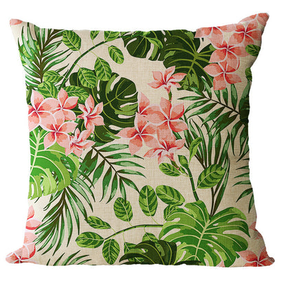 Nordic Style Plant Flower Pillow Waist Pillowcase